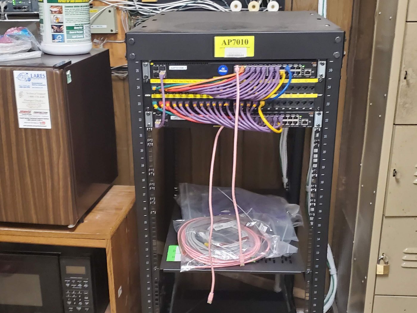 Full rack view with cabling and field equipment